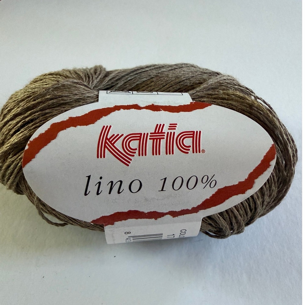 Katia Lino 100% Linen‎ Yarn 50g Brown Taupe Made in Spain Knitting Crochet